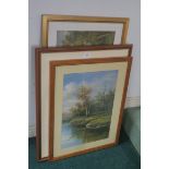 THREE FRAMED OLEOGRAPHS,