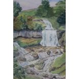 LANDSCAPE WITH WATERFALL Watercolour Inscribed 'R76 Thornton Force Lonsdale' 53cm (h) x 35cm (w)