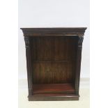 A VICTORIAN DESIGN WALNUT OPEN FRONT BOOKCASE,