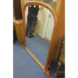 A VICTORIAN DESIGN PITCH PINE OVERMANTLE MIRROR,