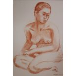 SALLY WILLIAMS Female Nude Shown Seated Charcoal drawing Signed and dated lower right '99 64cm