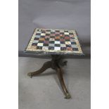 A SPECIMEN MARBLE AND MAHOGANY CHESS TABLE,