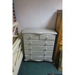 A GREY PAINTED CHEST,