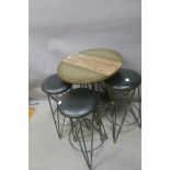 A RETRO HIGH TABLE, of circular form on tubular legs,