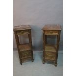 A PAIR OF CONTINENTAL KINGWOOD AND GILT BRASS MOUNTED STANDS,