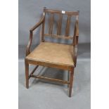 A GEORGIAN MAHOGANY ELBOW CHAIR,