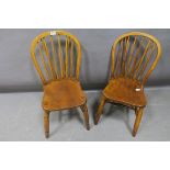 A SET OF EIGHT ELM WOOD KITCHEN CHAIRS,