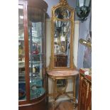 A CONTINENTAL GILTWOOD CONSOLE TABLE AND MIRROR,