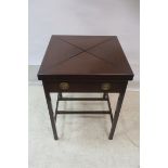 A 19th CENTURY MAHOGANY ENVELOPE CARD TABLE,