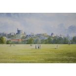 JOHN GROVE Parkland with Figures Castles in Background Watercolours A pair Signed lower left 24cm