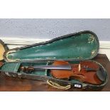 A FULLSIZE LATE 19th CENTURY GERMAN VIOLIN, in case, labelled Copy of Glovan Paolo Maggini,