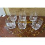 A SET OF SIX BOHEMIA ENGRAVED WHISKEY TUMBLERS,