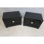 A PAIR OF CONTEMPORARY BLACK LACQUERED TABLES,