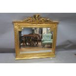 A CONTINENTAL GILT FRAME OVERMANTLE MIRROR,