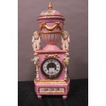 A CONTINENTAL PORCELAIN MANTLE CLOCK,