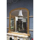 A GOOD VICTORIAN DESIGN CARVED WOOD AND GESSO OVERMANTLE MIRROR,