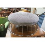 A CHROME AND UPHOLSTERED DESIGNER STOOL,