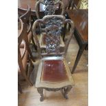 A PAIR OF CHINESE HARDWOOD SIDE CHAIRS,