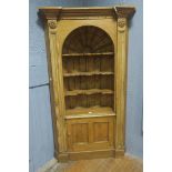 A PINE OPEN FRONT CORNER DRESSER,