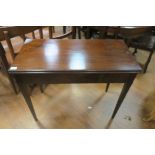 A 19th CENTURY MAHOGANY FOLDOVER SUPPER TABLE,