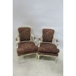 A THREE PIECE CONTINENTAL WHITE PAINTED AND UPHOLSTERED SUITE,