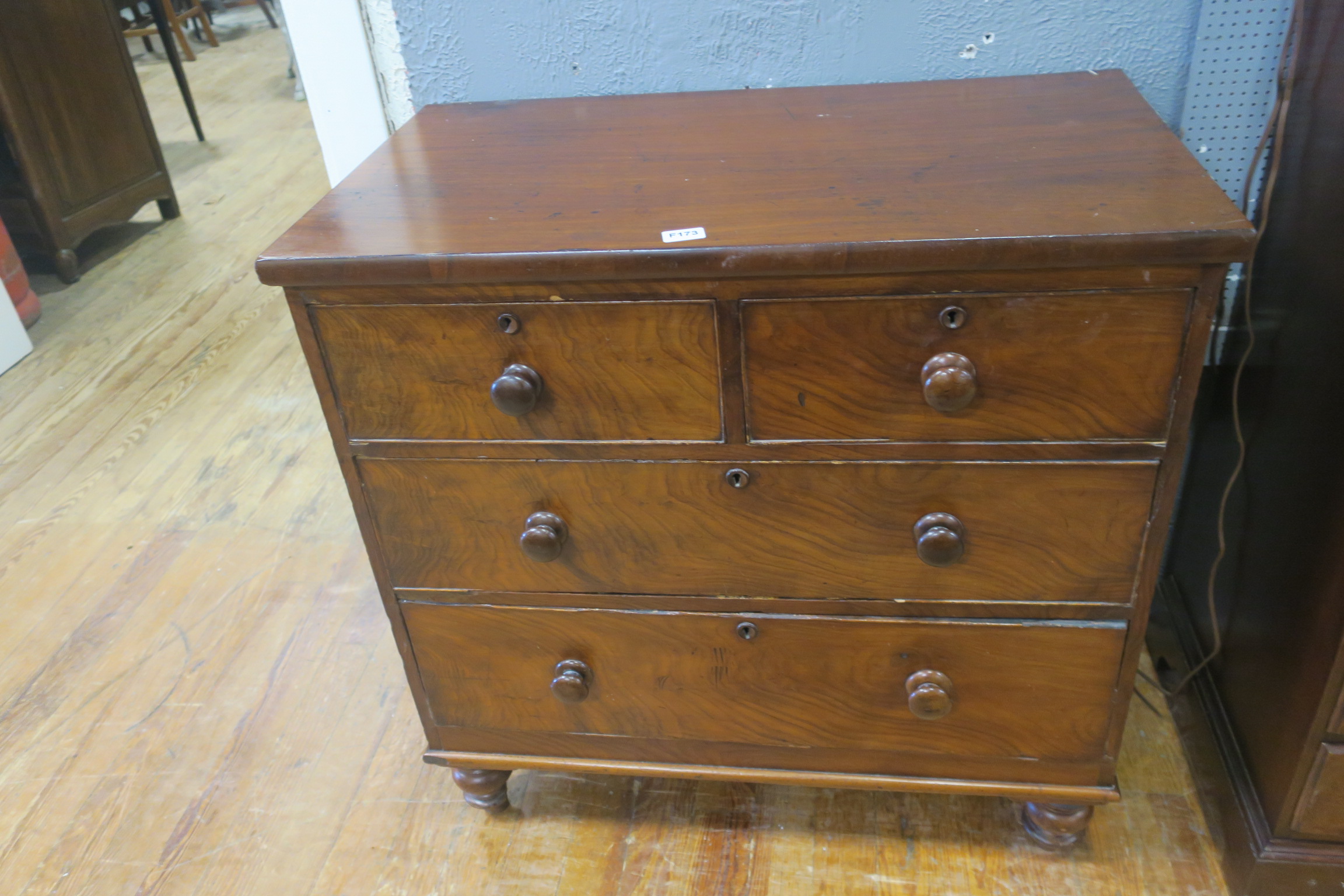 A 19th CENTURY MAHOGANY CHEST,