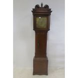 A GEORGIAN OAK LONG CASE CLOCK,