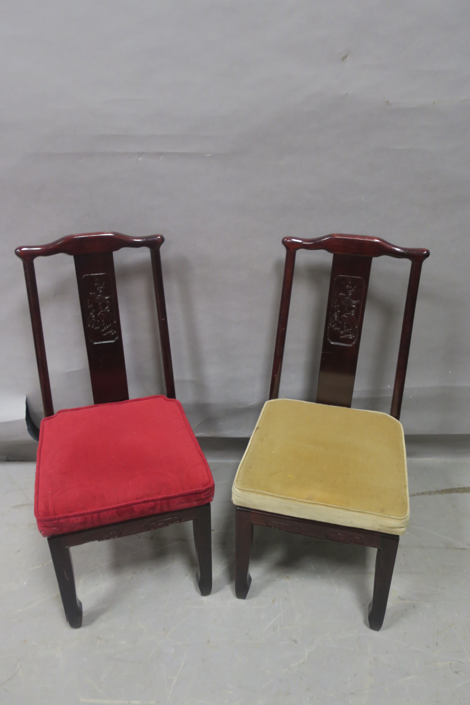 A SET OF EIGHT CHINESE HARDWOOD DINING CHAIRS,