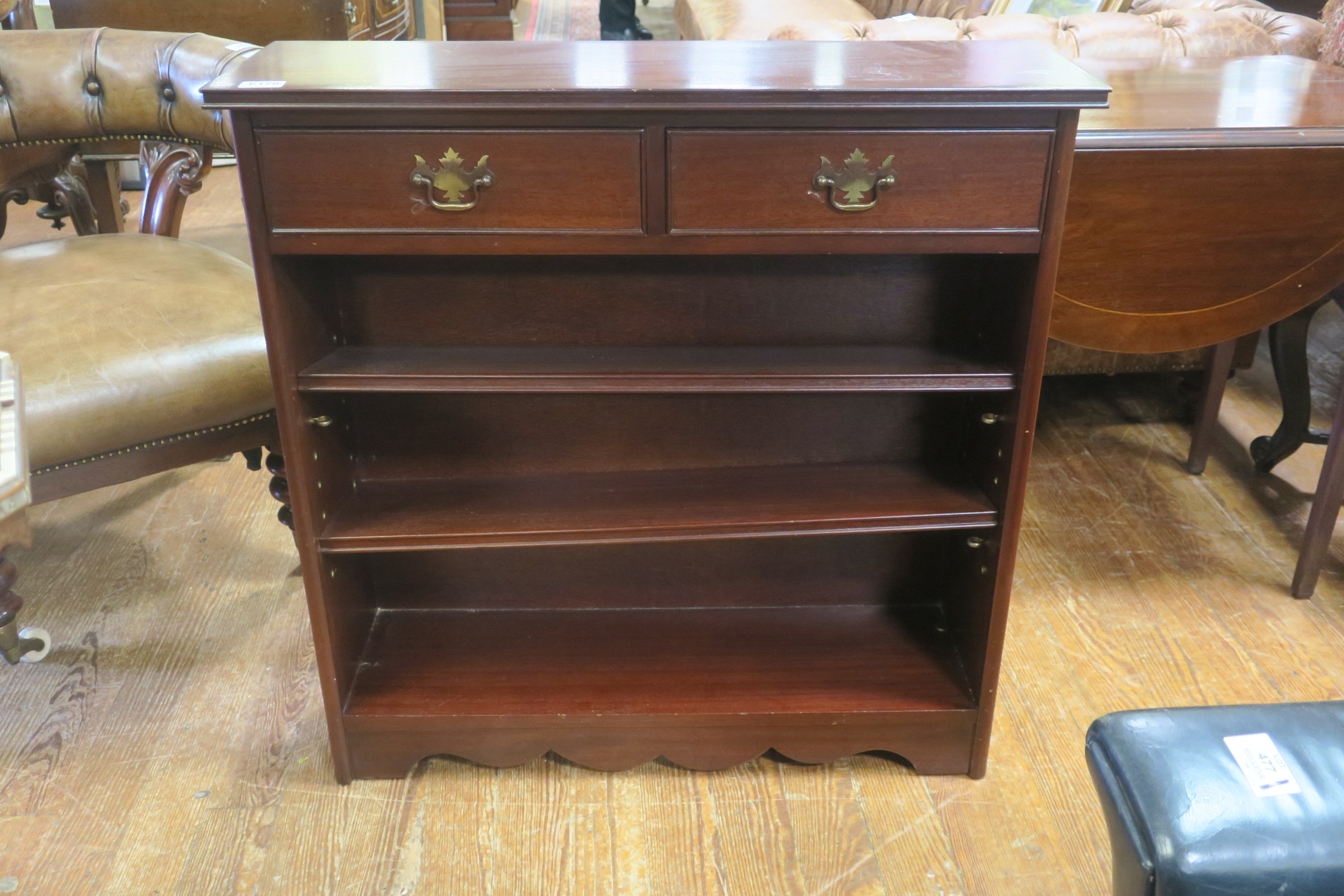 A MAHOGANY OPEN FRONT BOOKCASE,