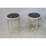 A PAIR OF CONTINENTAL CREAM PAINTED OCCASIONAL TABLES,
