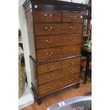 A FINE GEORGIAN MAHOGANY CHEST ON CHEST,