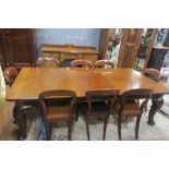 A 19th CENTURY MAHOGANY ELEVEN PIECE DINING ROOM SUITE,