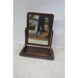 A 19th CENTURY MAHOGANY CRUTCH FRAME MIRROR,