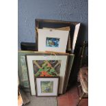 A COLLECTION OF VARIOUS PICTURES, to include abstract composition signed Geoff Rhind,