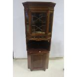 A GOOD 19th CENTURY MAHOGANY AND SATINWOOD INLAID CORNER CABINET,