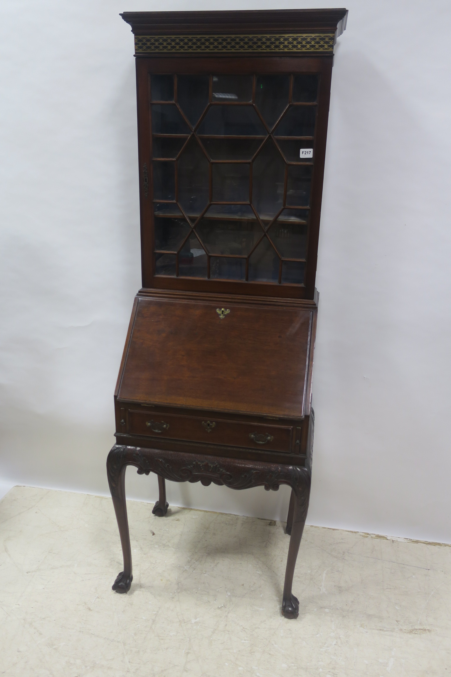 A FINE 19th CENTURY MAHOGANY AND BRASS INLAID BUREAU BOOKCASE,