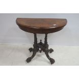 A GOOD 19th CENTURY BURR WALNUT INLAID FOLDOVER CARD TABLE,