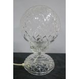 A WATERFORD CUT GLASS GLOBE TABLE LAMP,