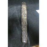 A CARVED BOG OAK TRUNCHEON,