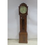 A 19th CENTURY MAHOGANY LONG CASE CLOCK,