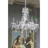 A CONTINENTAL CUT GLASS SIX BRANCH CHANDELIER,