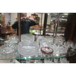 A COLLECTION OF GLASS, to include a Waterford cut glass oval dish, a Cavan Crystal bowl,