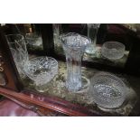 A COLLECTION OF GLASSWARE, to include some Waterford comprising vases, bowls, etc.