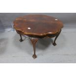 A BURR WALNUT COFFEE TABLE,