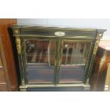 A 19th CENTURY CONTINENTAL EBONISED AND GILT BRASS MOUNTED SIDE CABINET,