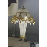 A FINE CONTINENTAL GILT BRASS AND CUT GLASS TWENTY ONE BRANCH THIRTY LIGHT BASKET CHANDELIER,