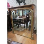 A 19TH CENTURY GILTWOOD AND GESSO OVER MANTLE MIRROR the rectangular mirror within a moulded frame