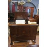 A 19th CENTURY MAHOGANY AND SATINWOOD INLAID BED,