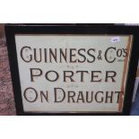 AN EARLY GUINNESS AND COMPANY SIGN Inscribed porter on draught 48cm x 55cm