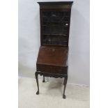 A FINE 19th CENTURY MAHOGANY AND BRASS INLAID BUREAU BOOKCASE,